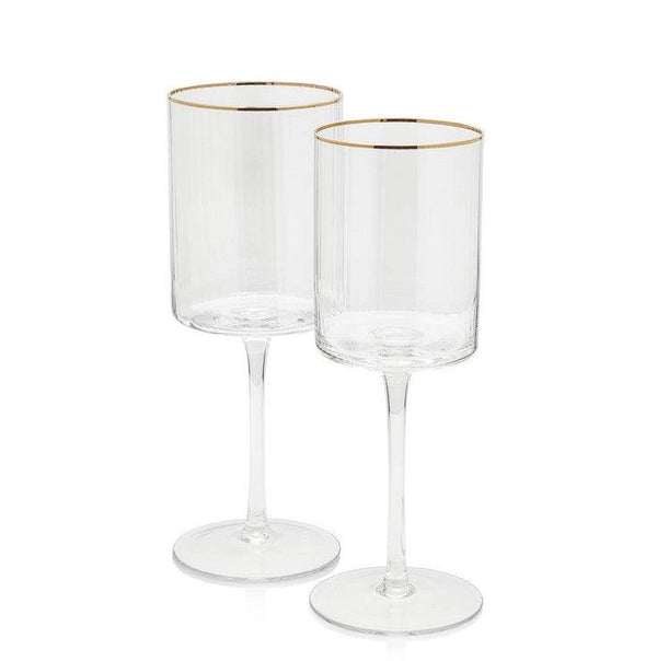 Optic Red Wine Glass with Gold Rim, Set of 4