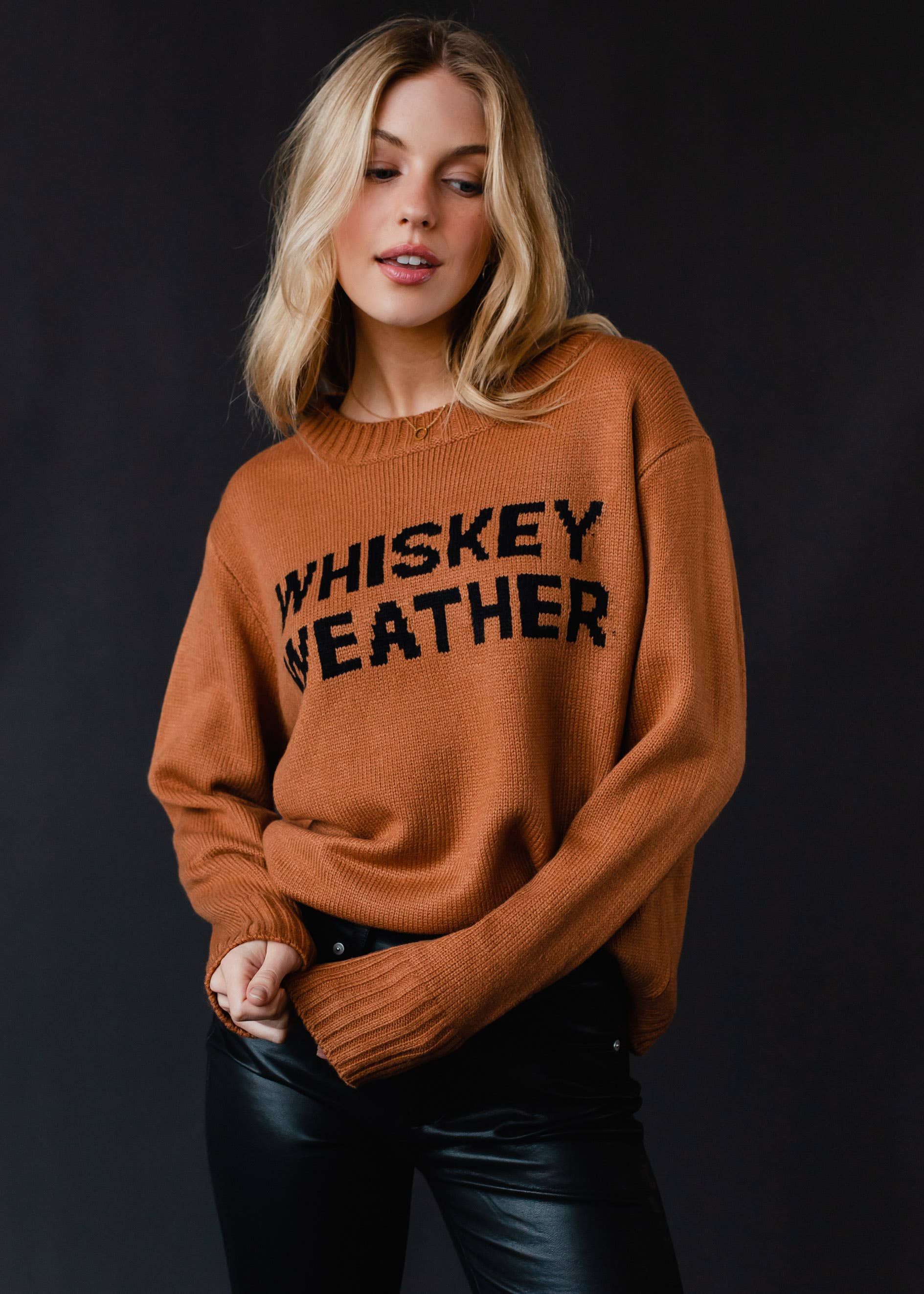 Brown Whiskey Weather Sweater-Blue Hand Home