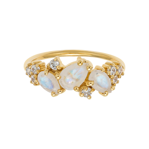 Rainbow Moonstone & Diamond Midsummer Night's Dream Ring-Blue Hand Home