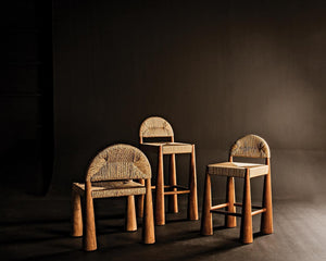 Laredo Bar Stool, Teak with Synthetic Woven by Noir-Blue Hand Home