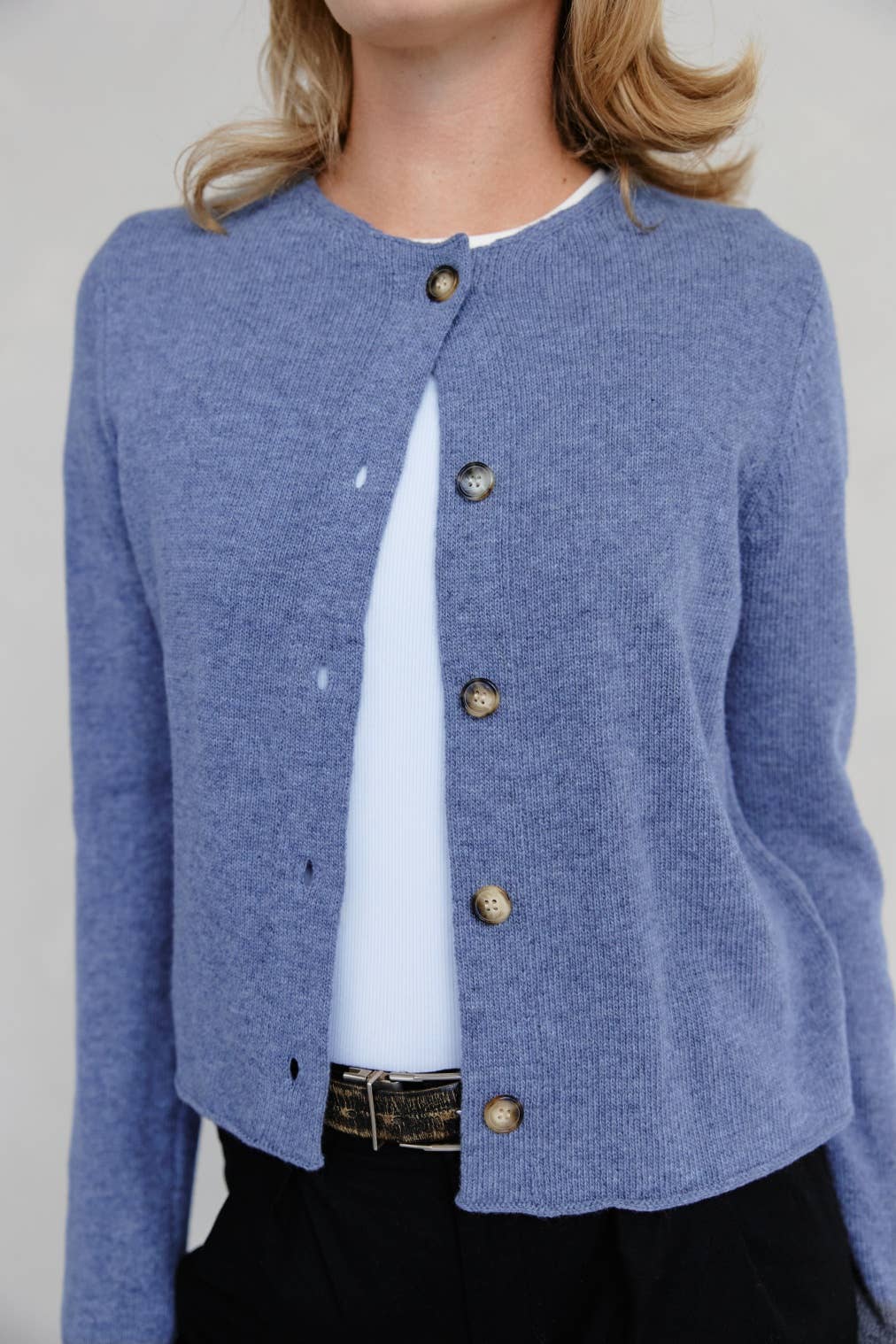 The Molly Cardigan | Lightweight Cropped Cardigan-Blue Hand Home