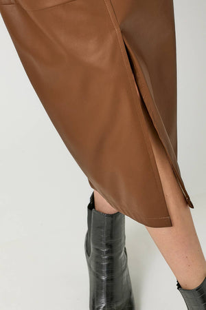 60845 Leather Midi Skirt-Blue Hand Home