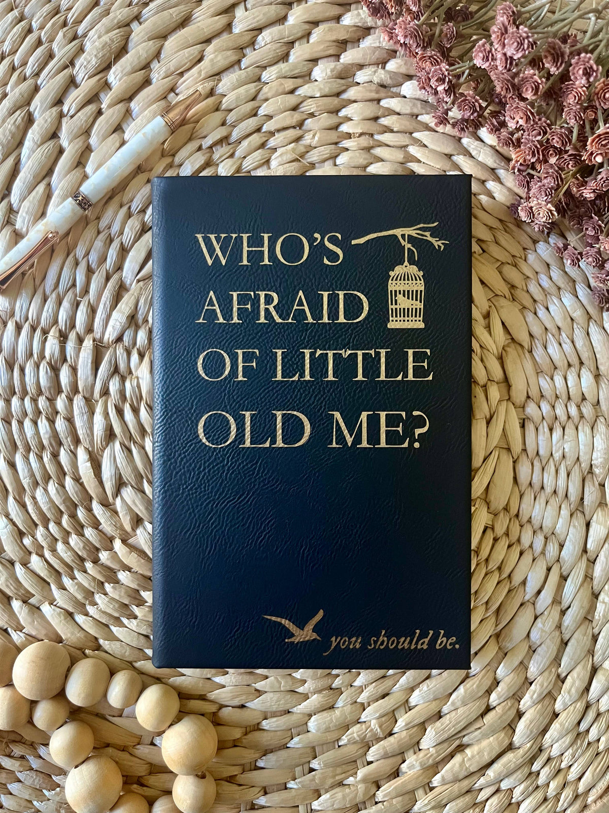 Who&#39;s Afraid of me Taylor Swift Inspired Leatherette Journal-Blue Hand Home