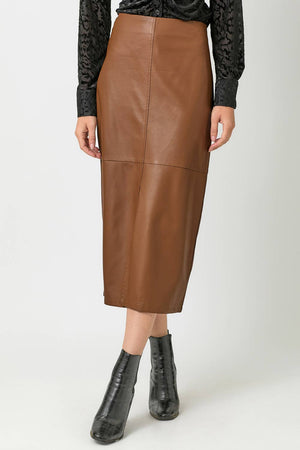 60845 Leather Midi Skirt-Blue Hand Home