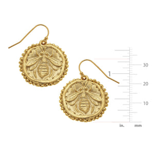 Susan Shaw Handcast Gold Bee Earrings-Blue Hand Home