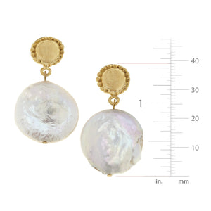 Gold Cab Freshwater Coin Pearl Earrings-Blue Hand Home