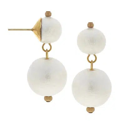 Double Cotton Pearl Drop Earrings