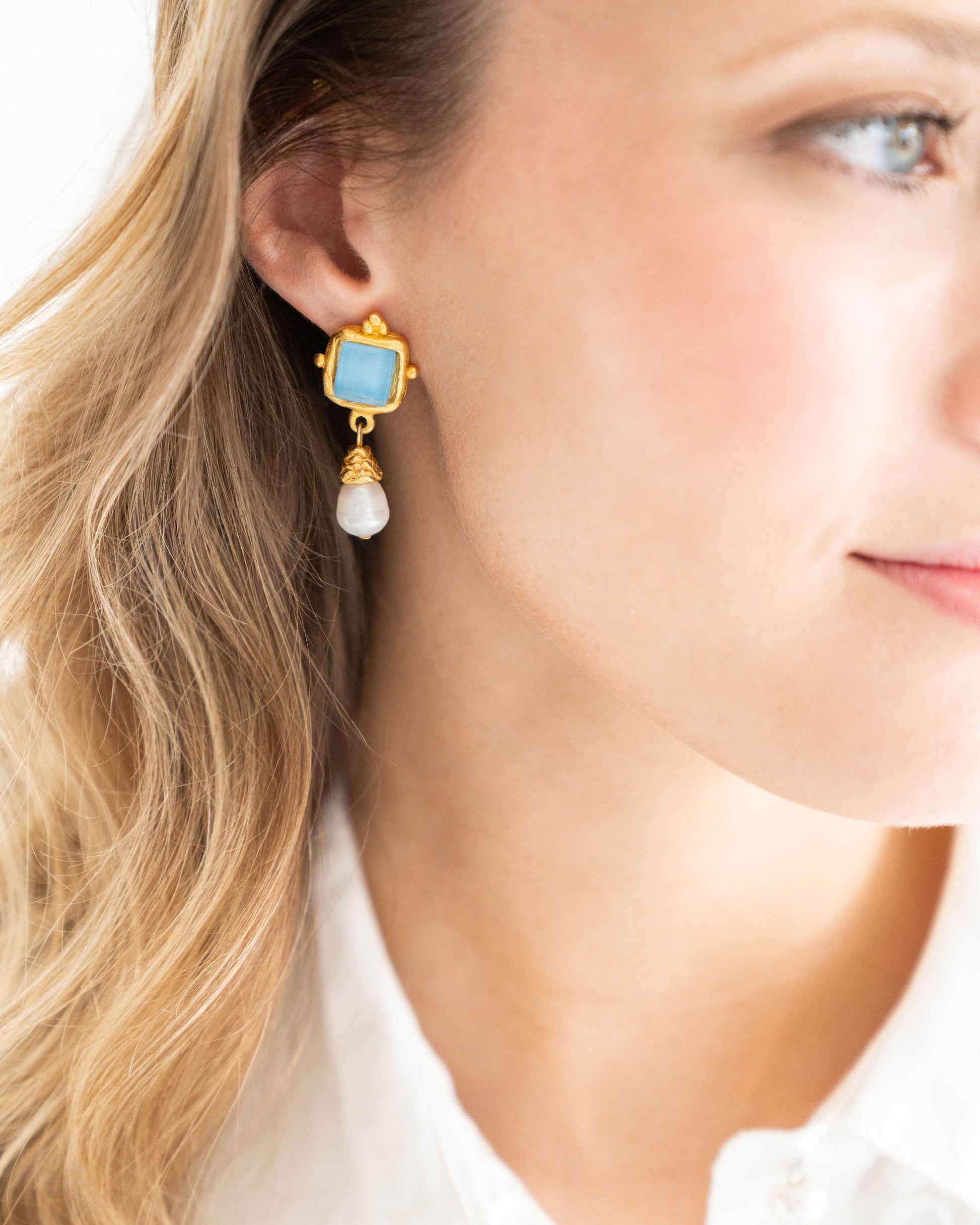 Charlotte Pearl Drop Earrings-Blue Hand Home