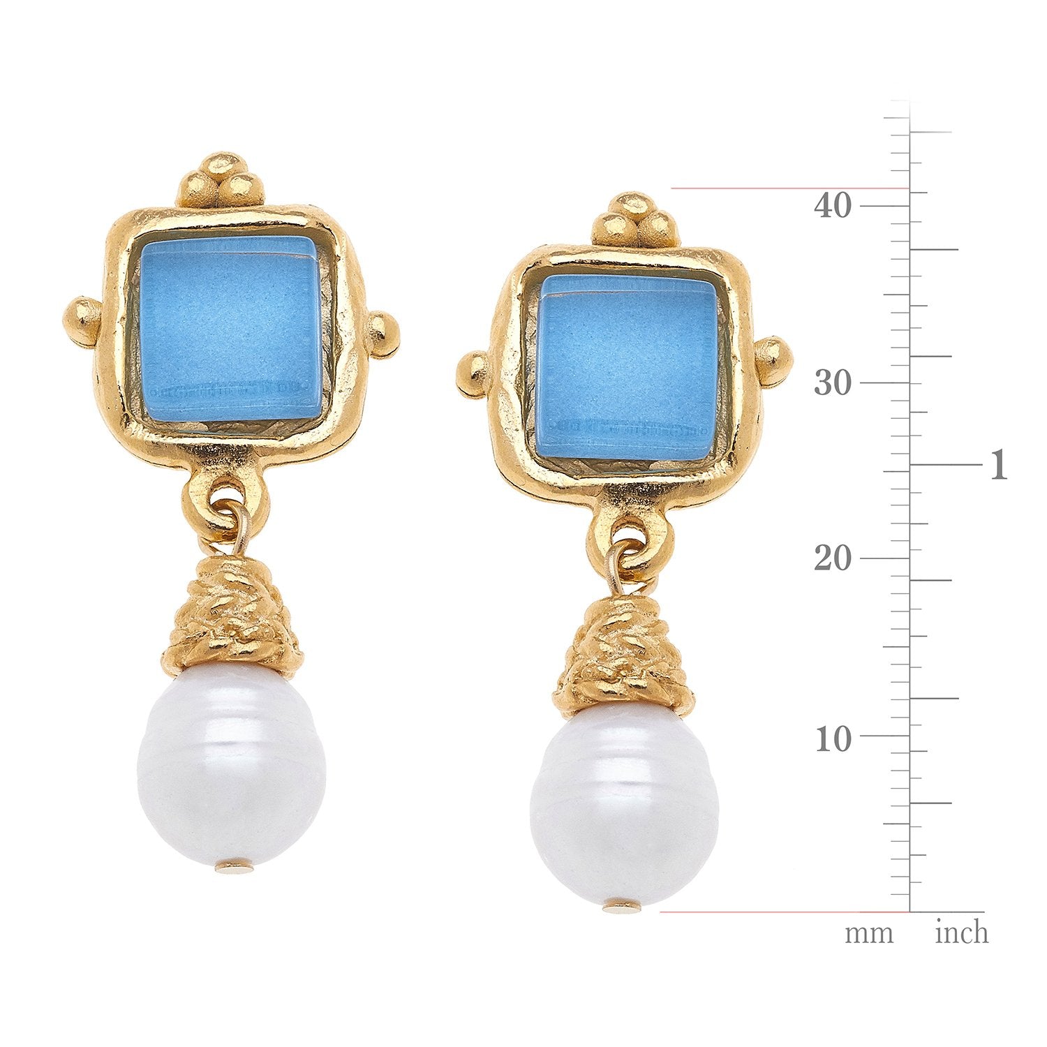 Charlotte Pearl Drop Earrings-Blue Hand Home