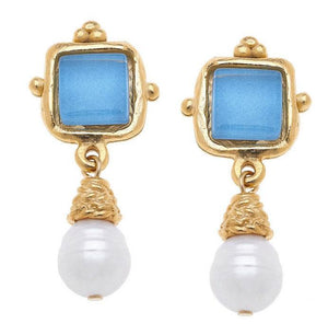 Charlotte Pearl Drop Earrings-Blue Hand Home