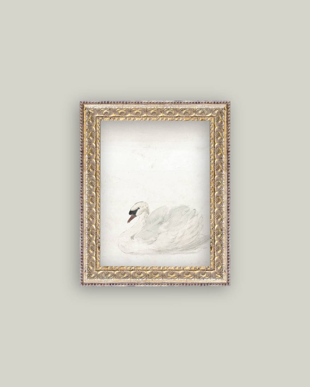 Swan Framed Antique Art-Blue Hand Home