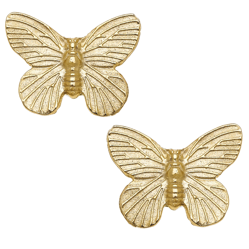 Gold Butterfly Stud Earrings-Blue Hand Home