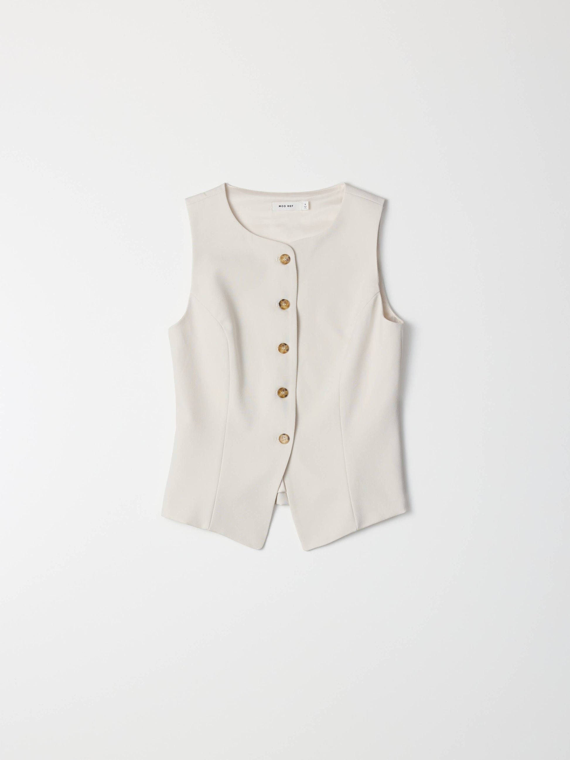 The Justine Top | High Neck Button-Down Vest-Blue Hand Home