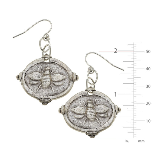 Bee Intaglio Earrings Silver-Blue Hand Home