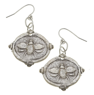 Bee Intaglio Earrings Silver-Blue Hand Home