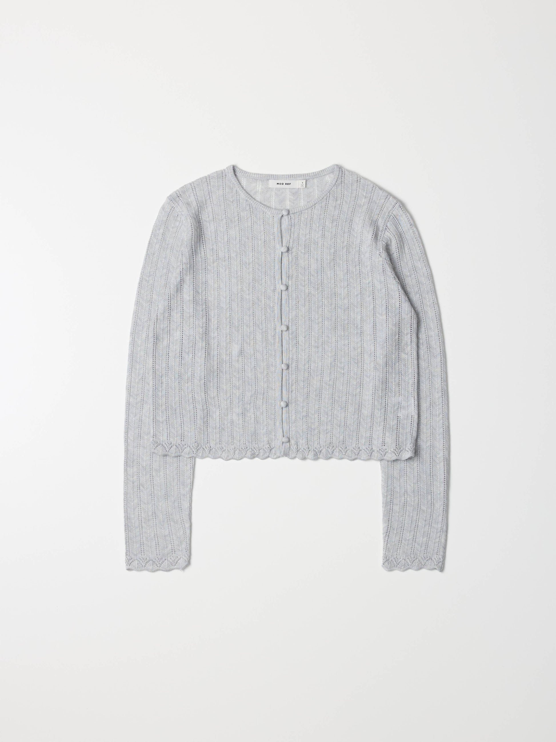 The Russo Cardigan | Button-Down Pointelle Cardigan-Blue Hand Home