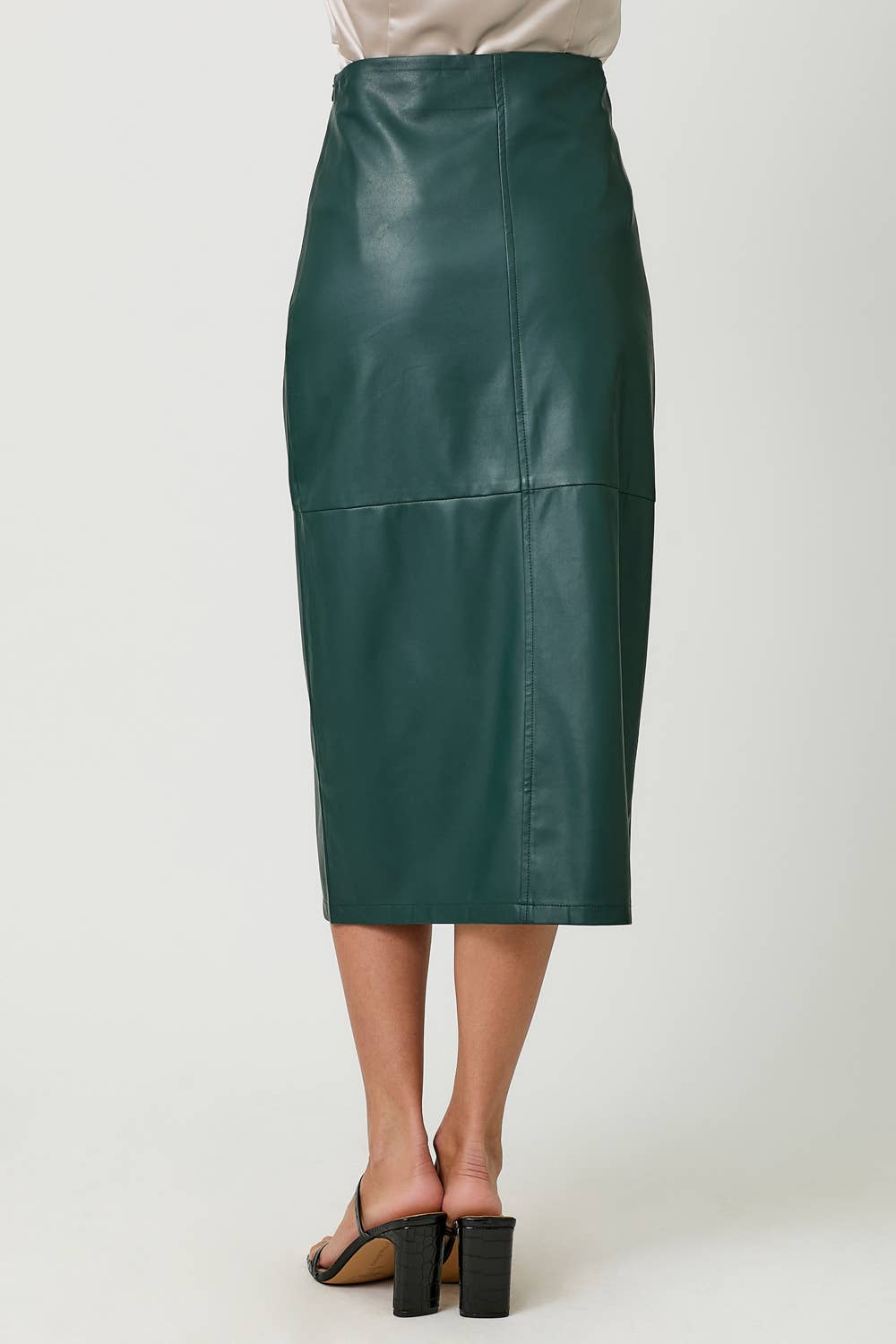 60845 Leather Midi Skirt-Blue Hand Home