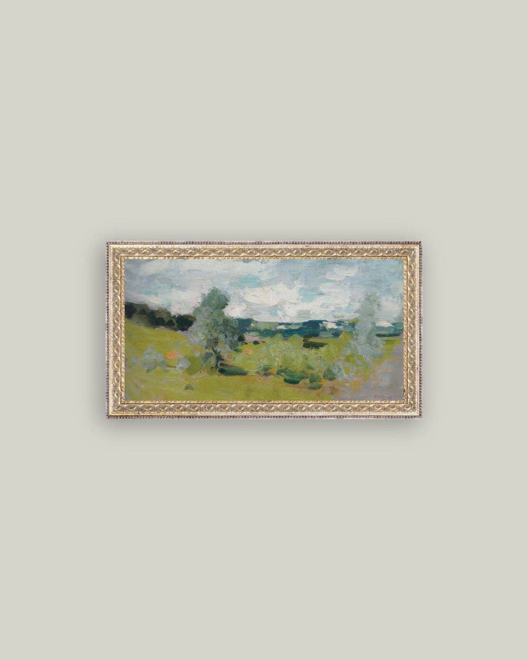 Abstract Landscape Framed Antique Art-Blue Hand Home