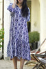 Amada Puff Sleeve Dress Navy White-Blue Hand Home