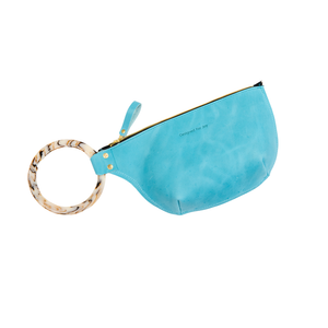 Leather Ring Handle Wristlet, Medium Size - The Inez-Blue Hand Home