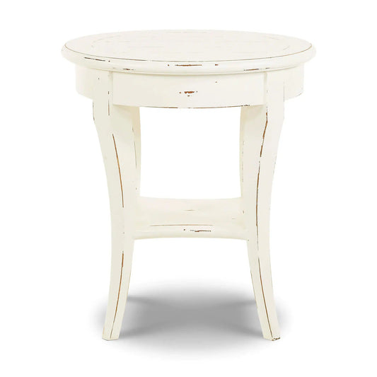 Bradley Round Side Table In White Harvest-Blue Hand Home