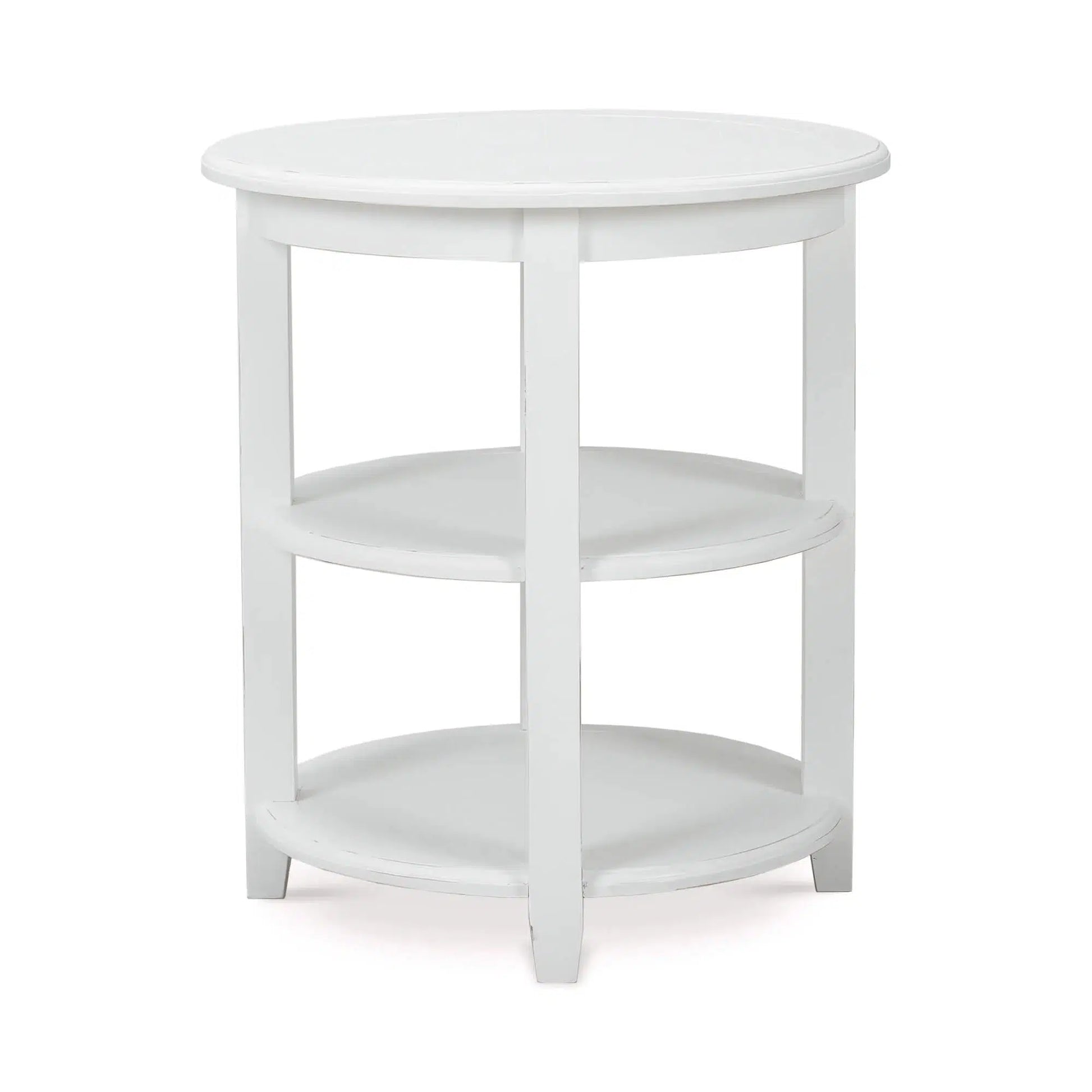 Luna Round 3 Tier Side Table In Architectural White-Blue Hand Home