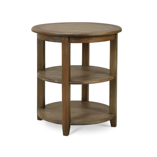 Luna Round 3 Tier Side Table In Straw Wash-Blue Hand Home