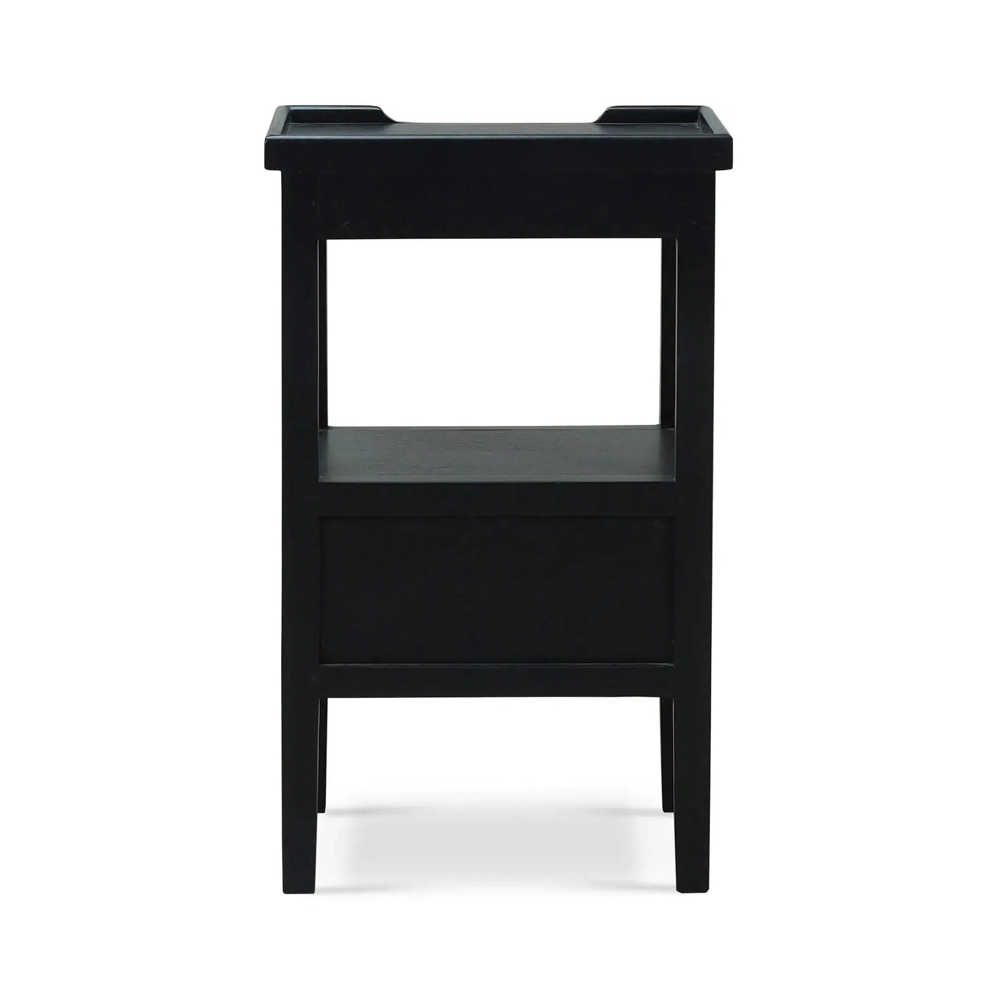 Eton 2 Drawer Side Table w/ Pull Out Shelf In Batavia Black-Blue Hand Home