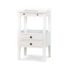 Eton 2 Drawer Side Table w/ Pull Out Shelf In Architectural White-Blue Hand Home