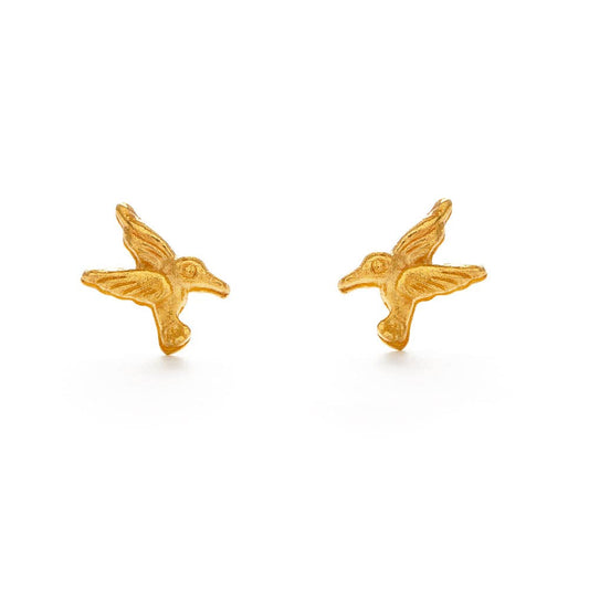 Tiny Hummingbird Stud Earrings-Blue Hand Home