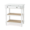 Melissa Side Table In Architectural White w/ Rattan Natural on Shelves-Blue Hand Home