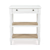 Melissa Side Table In Architectural White w/ Rattan Natural on Shelves-Blue Hand Home