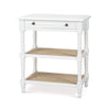 Melissa Side Table In Architectural White w/ Rattan Natural on Shelves-Blue Hand Home