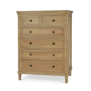 Hayward 6 Drawer Tall Boy In Fruitwood-Blue Hand Home