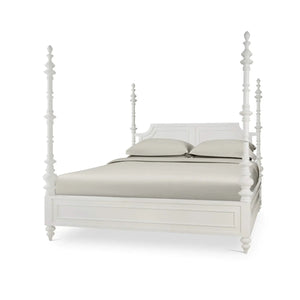 Savannah Bed Queen In True White-Blue Hand Home