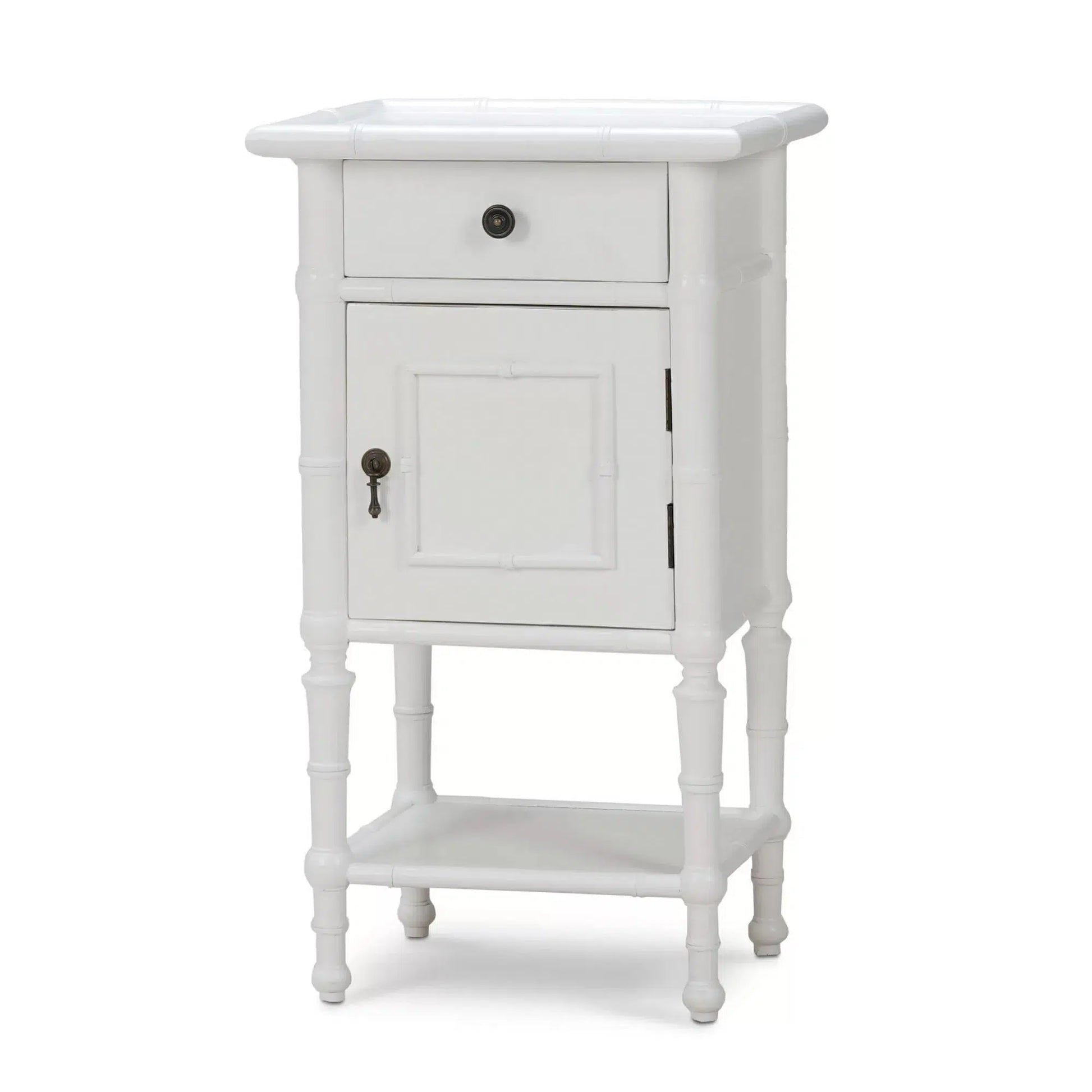 Martinique Side Table in Architectural White-Blue Hand Home