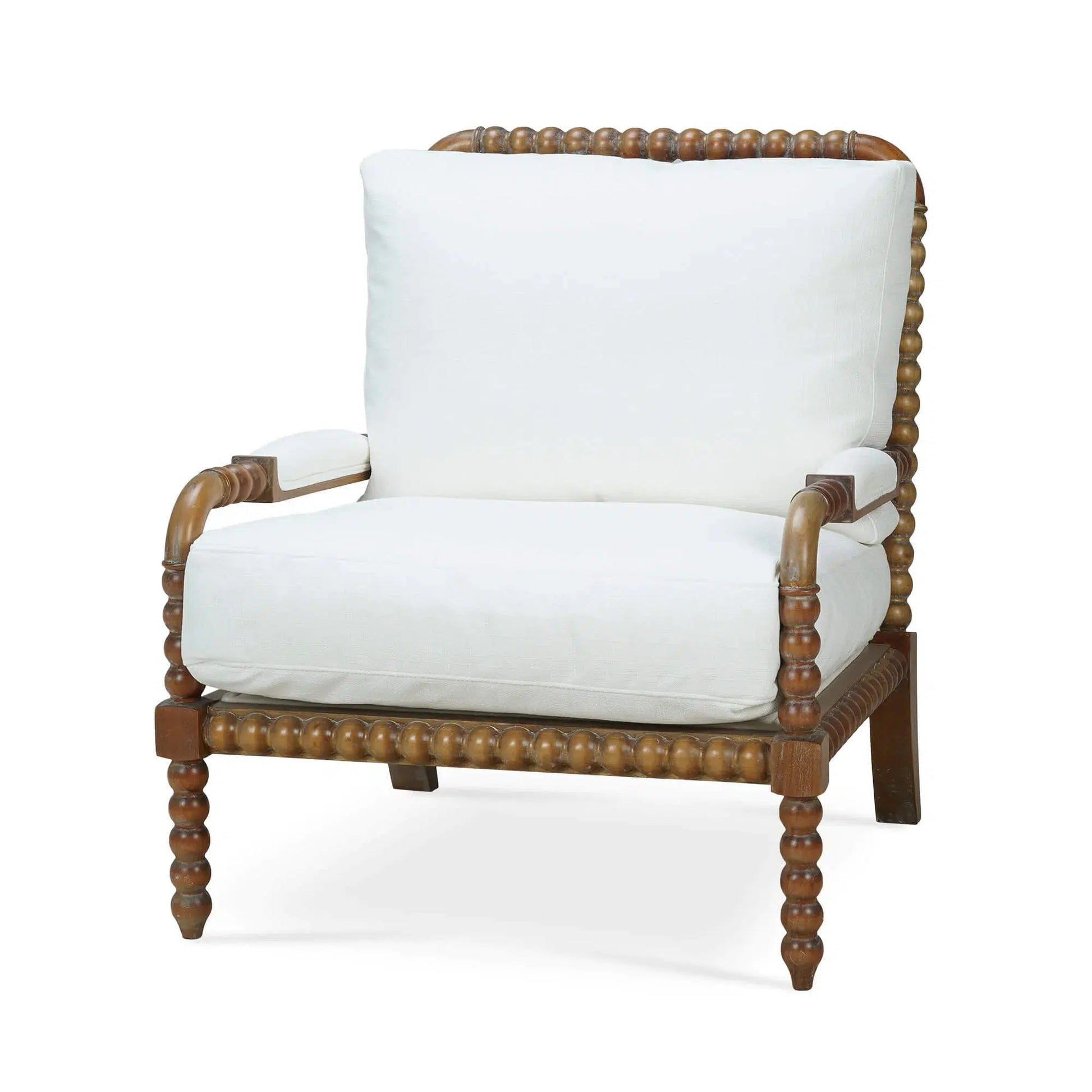 Cholet Arm Chair In Straw Wash w/ Arctic White Performance Fabric-Blue Hand Home