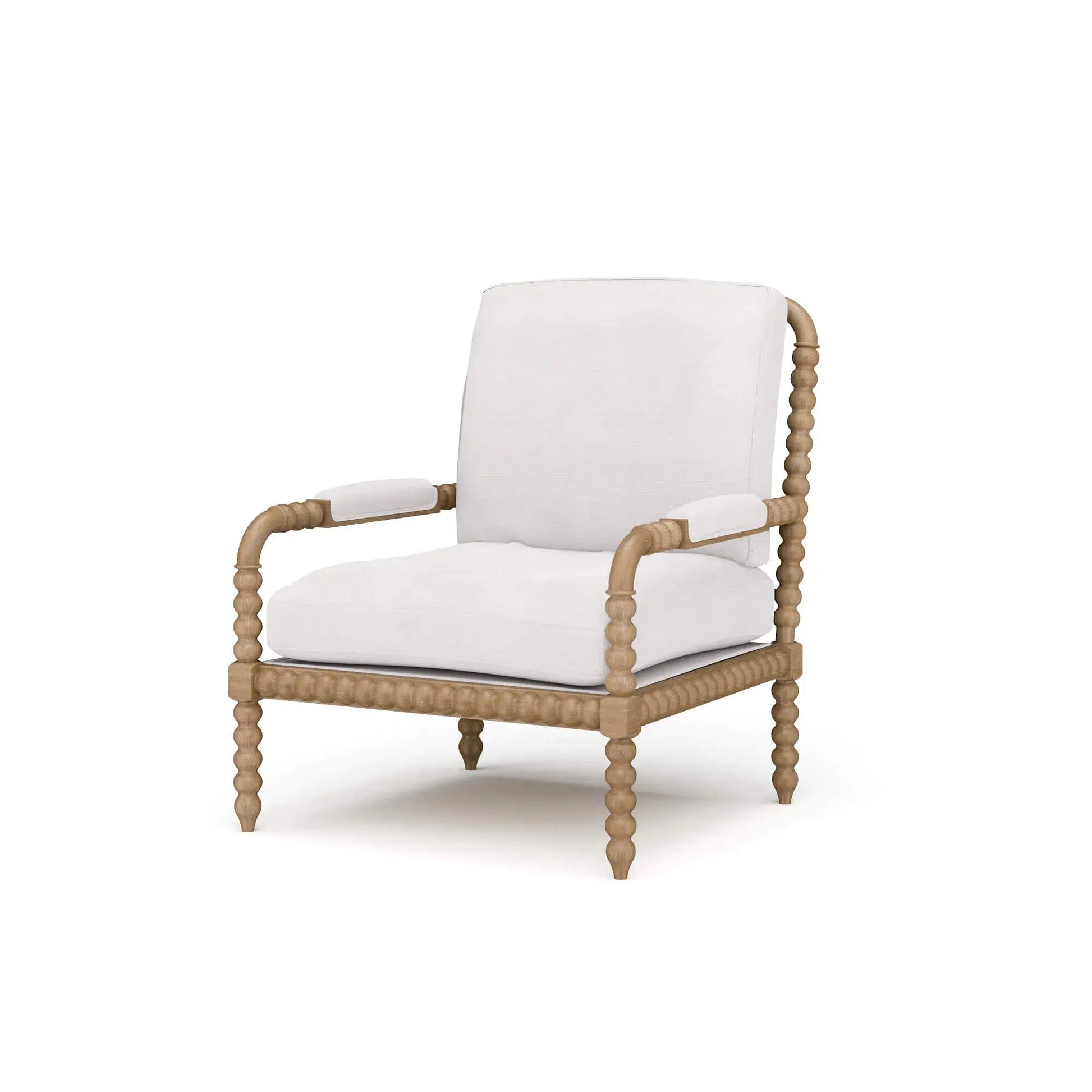 Cholet Arm Chair In Straw Wash w/ Arctic White Performance Fabric-Blue Hand Home