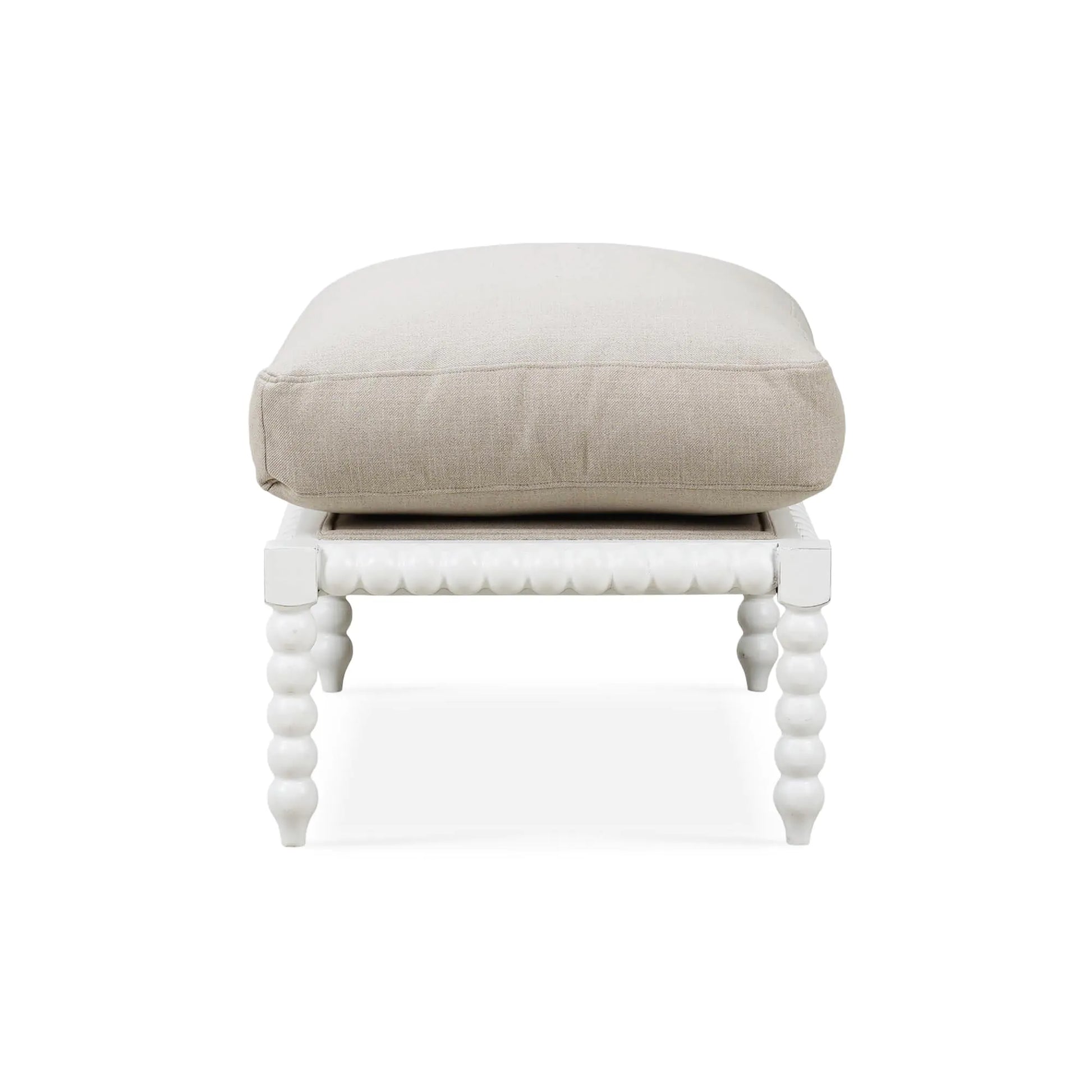 Cholet Ottoman in Architectural White w/ Camelot Performance Fabric-Blue Hand Home