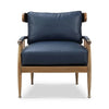 Versai Occasional Chair In Straw Wash w/ Blue de Malte Leather-Blue Hand Home