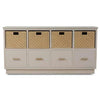 Dakota Storage Unit w/ Drawers & Rattan Natural Baskets in Putty-Blue Hand Home