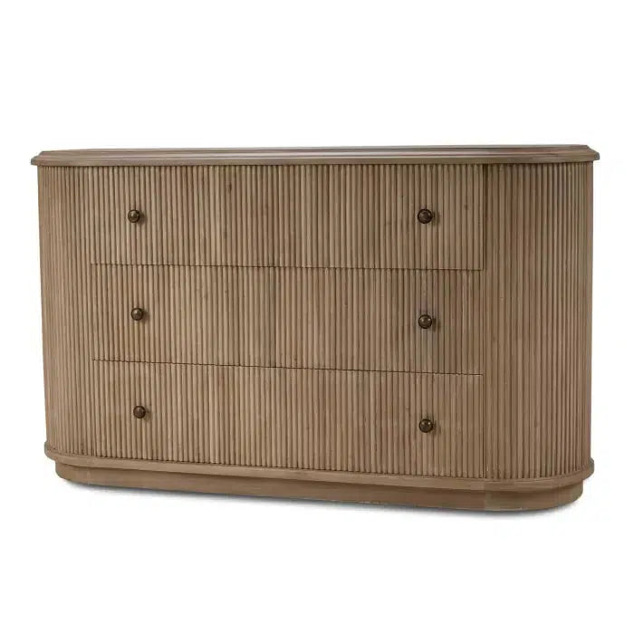 Kraton 3 Drawer Oval Dresser in Sandbar-Blue Hand Home