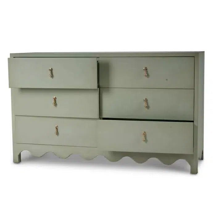 Chloe 6 Drawer Dresser in Vintage Fennel Green-Blue Hand Home