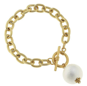 Cotton Pearl Toggle Bracelet-Blue Hand Home