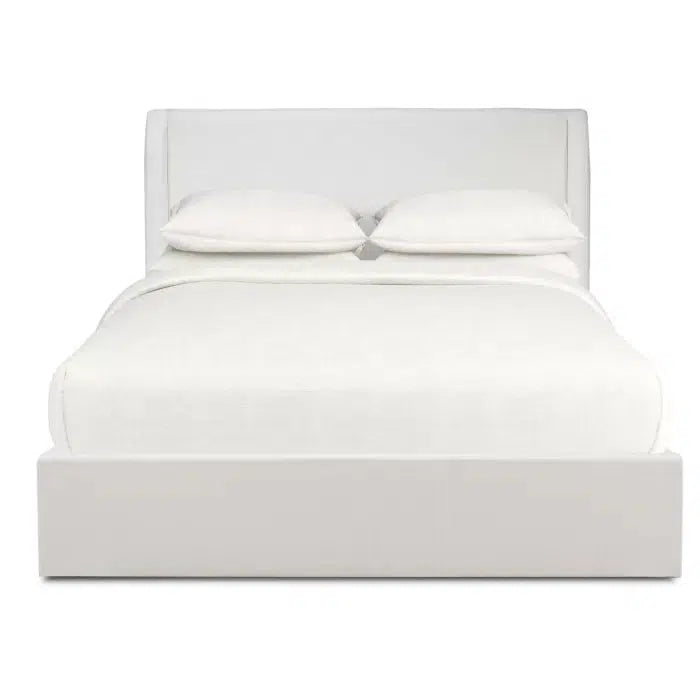 Luxor Upholstered Bed King in Artic White Performance Fabric-Blue Hand Home