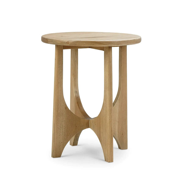 Vannes Round End Table In Fruitwood-Blue Hand Home