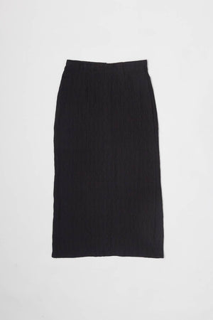 The Miranda Skirt | Textured Midi Skirt with Back Slit-Blue Hand Home