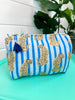 Quilted Makeup Bag | Travel Cosmetic Toiletry Bag | Jaguars-Blue Hand Home