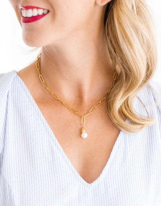 Pearl Paperclip Necklace-Blue Hand Home