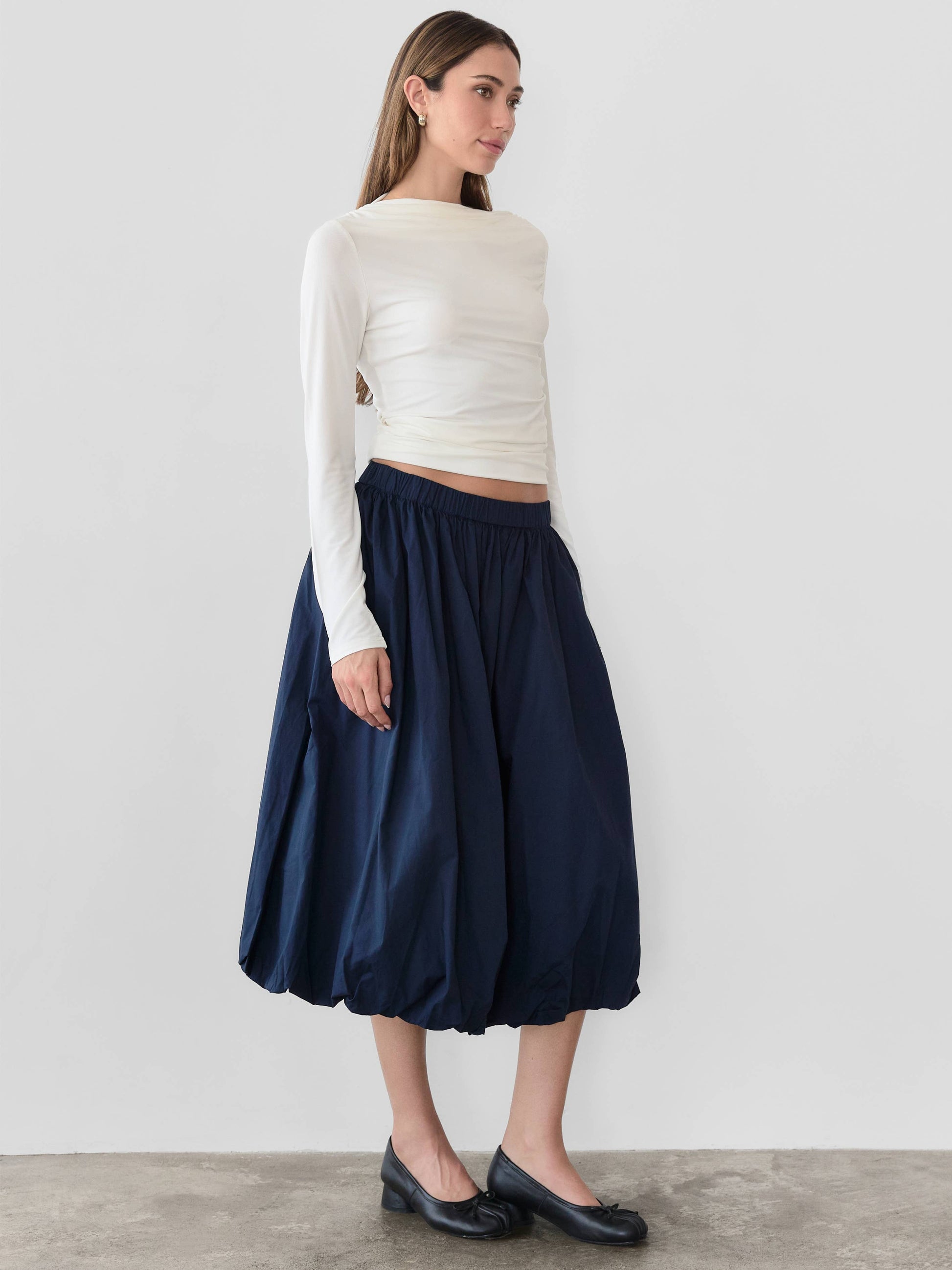 The Bella Skirt | Midi Bubble Skirt-Blue Hand Home